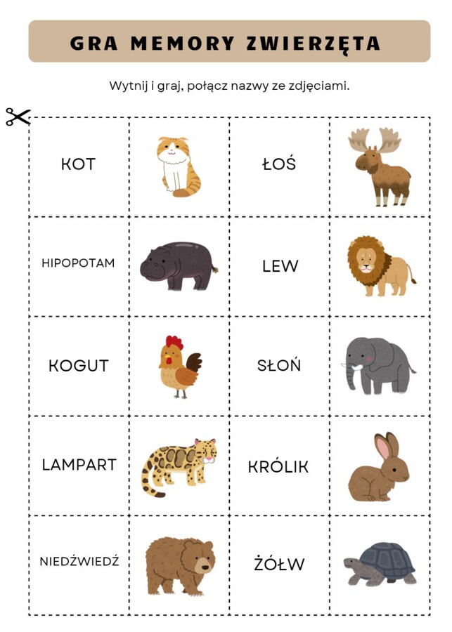 Gra memory - zwierzęta