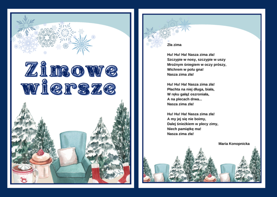 ZIMOWE WIERSZE – zima - biblioteka – świetlica – WIERSZE – GAZETKA – wersja 1