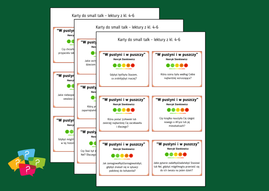 "W PUSTYNI I W PUSZCZY" – Karty do SMALL TALK – lektury – gra