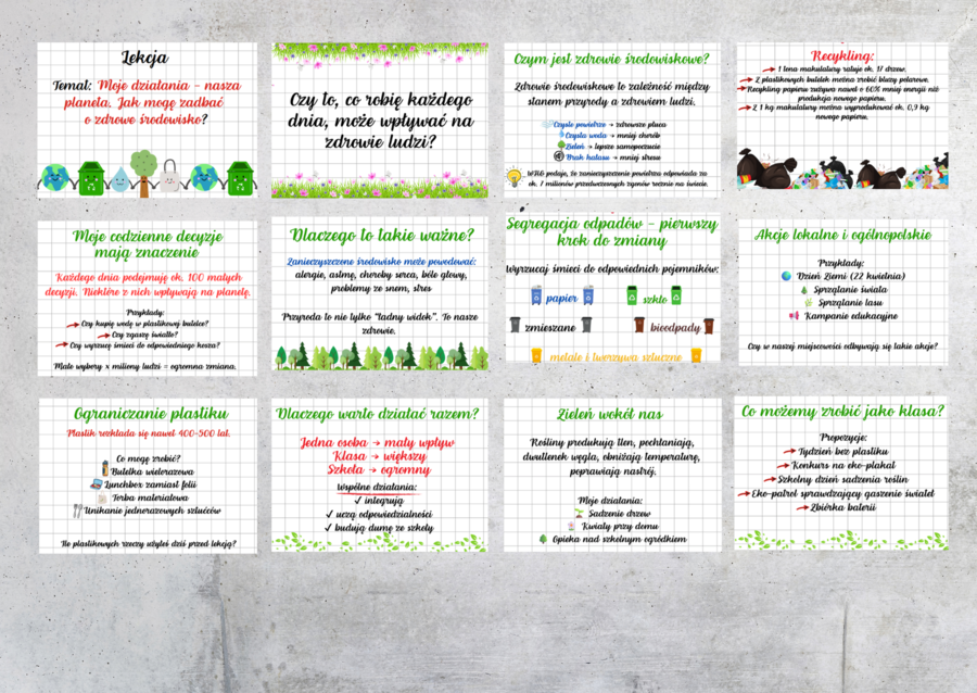 Moje działania – nasza planeta. Jak mogę zadbać o zdrowe środowisko? / Prezentacja/ Edukacja zdrowotna