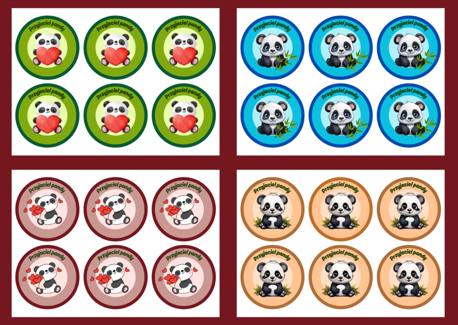 DZIEŃ PANDY – medale – 4 wersje – biblioteka – świetlica – przedszkole