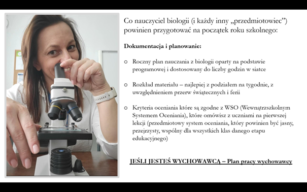 Dokumentacja na start roku szkolnego (biologia)