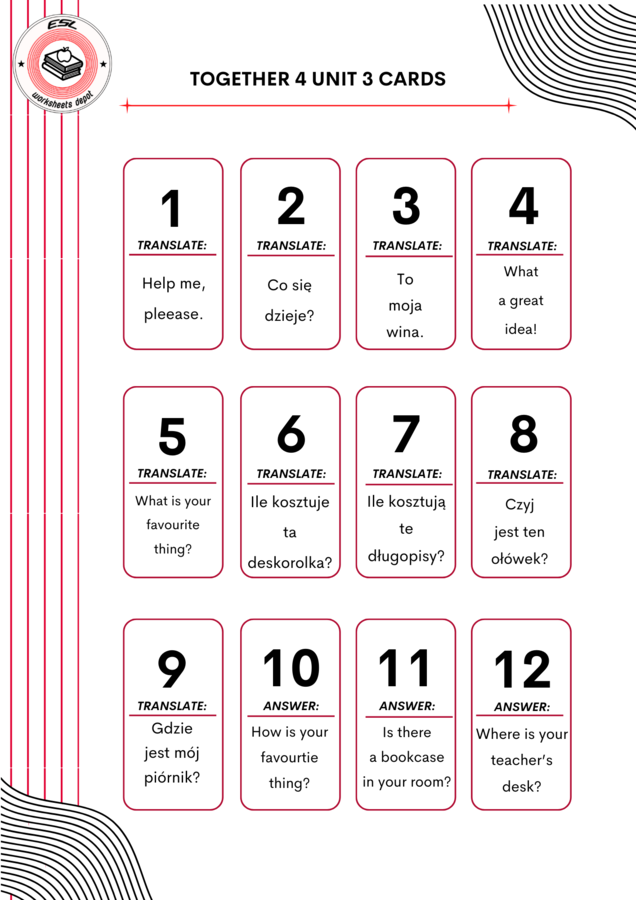 Together 4 – Revision Game Unit 3 materiały utrwalające