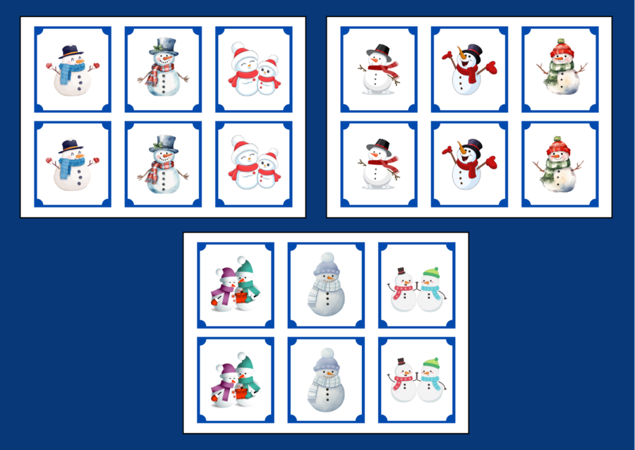 DZIEŃ BAŁWANA – Dzień Bałwanka – memory – 36 szt. – biblioteka – świetlica – przedszkole – zima