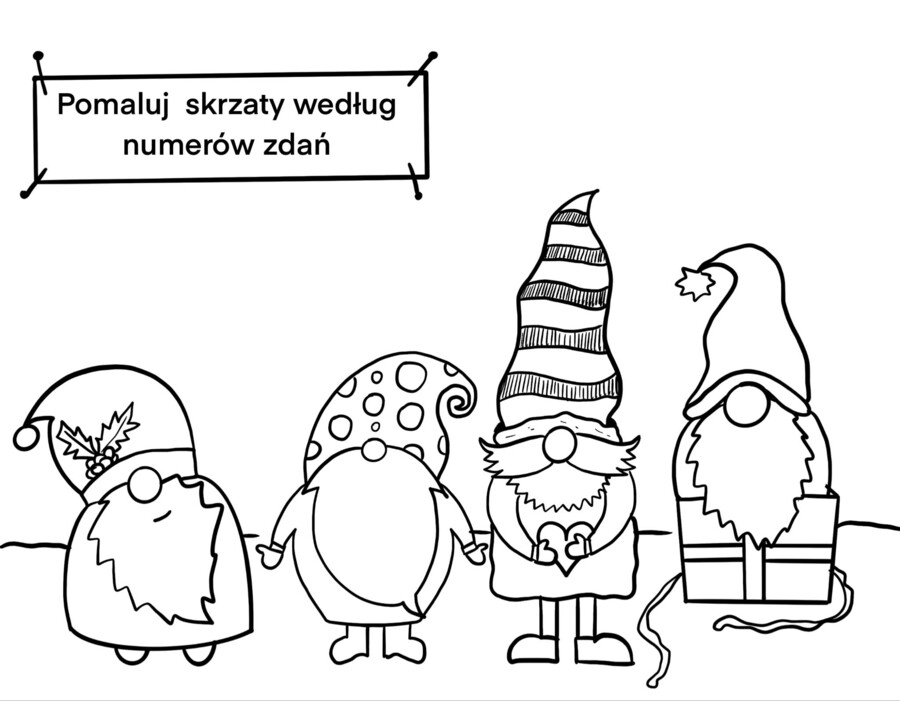 Pokoloruj skrzaty - odmiana czasowników cz.1 - j. niemiecki