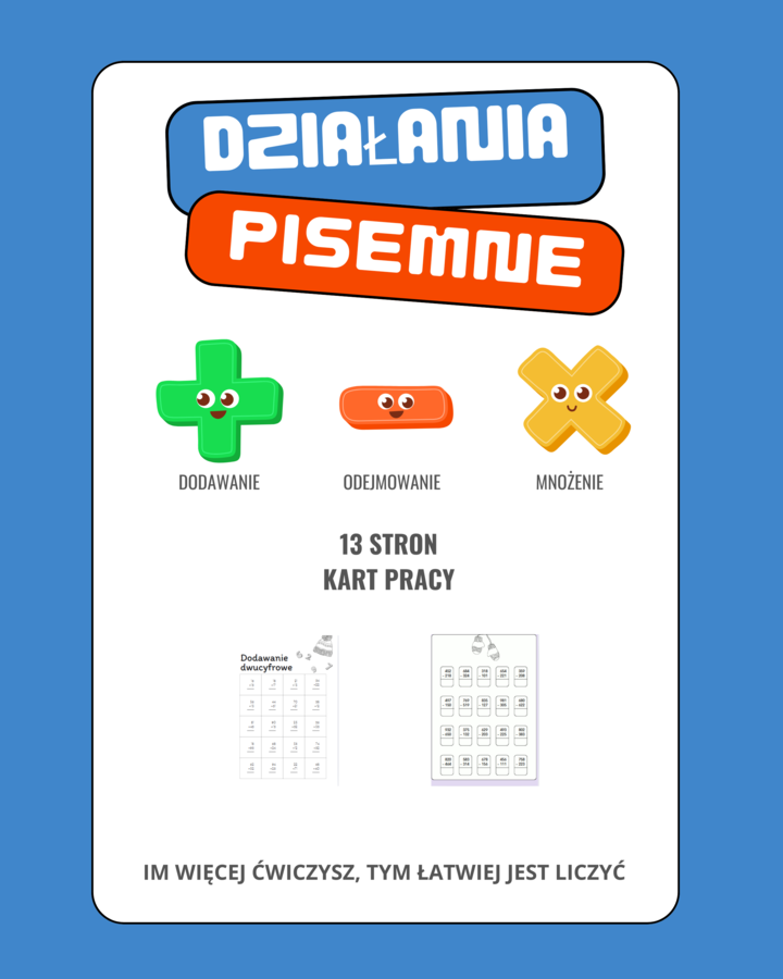 📘✏️ Działania pisemne – karty pracy ✏️📘