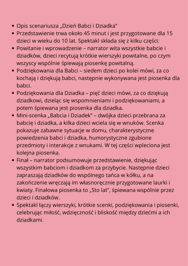 Dzień babci i Dziadka scenariusz