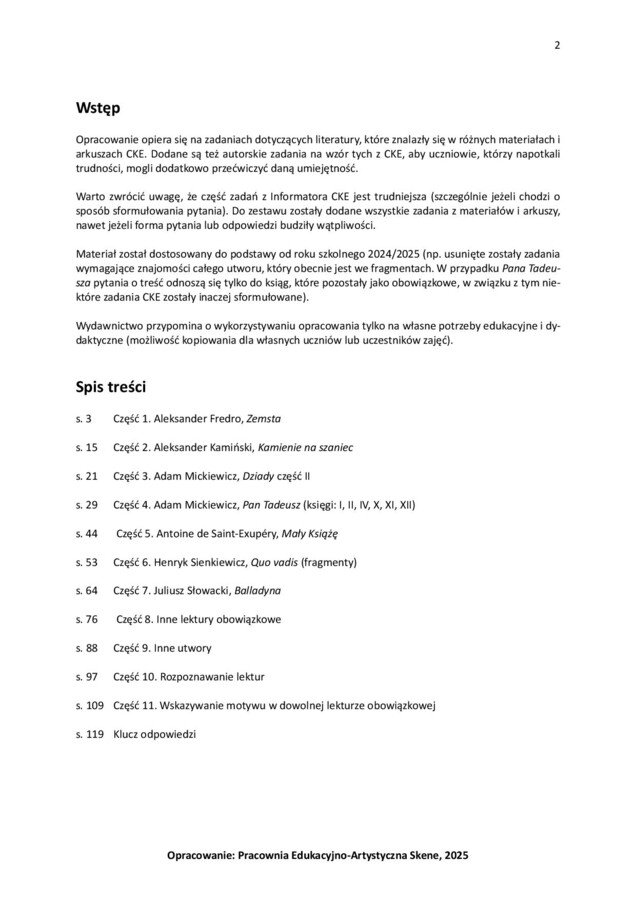 E8 Zadania literackie (330 zadań, teoria literatury, czytanie ze zrozumieniem i znajomość lektur)