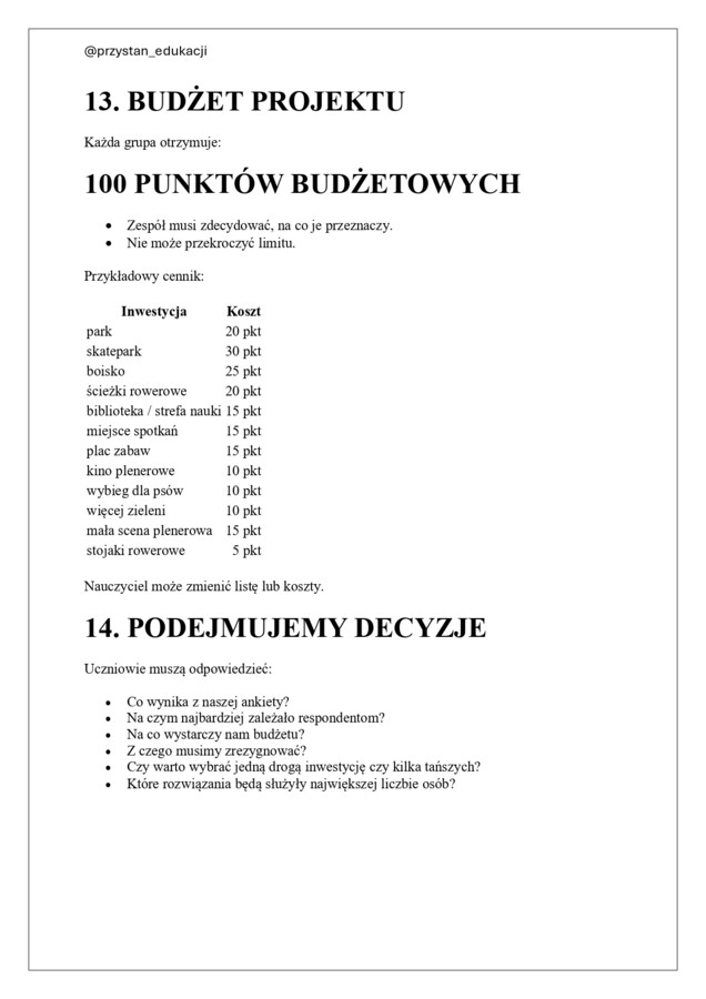 Tydzień projektowy dla klas 4–6 – projekt przyjaznej okolicy dla młodych | język polski, matematyka, język angielski, geografia - projekt interdyscyplinarny