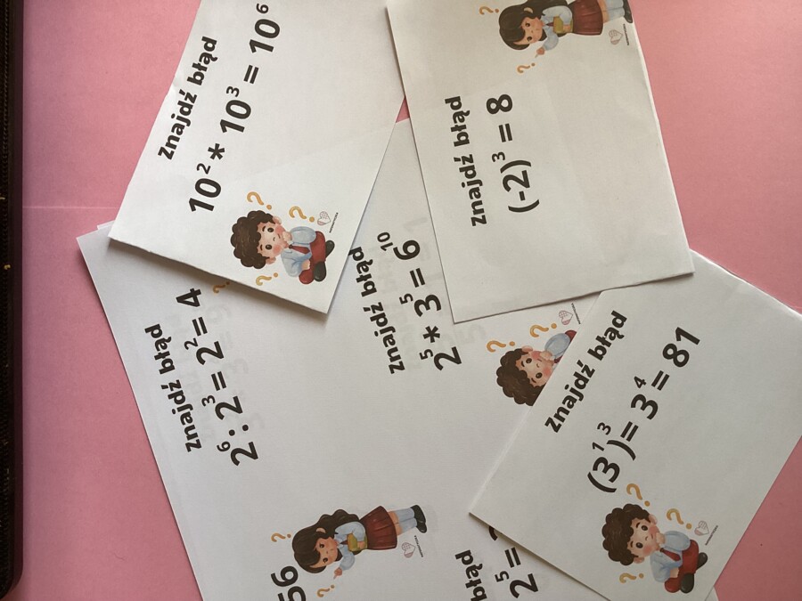 Znajdź błąd - działania na potęgach klasa 7 i 8 Matematyczka Martyna Rozalia