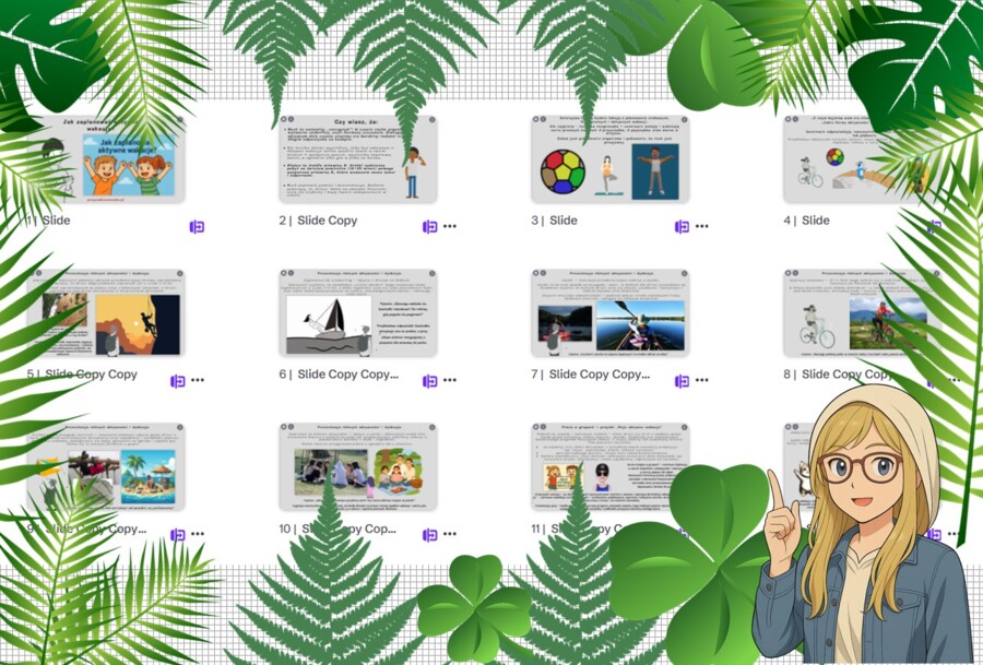 Prezentacja multimedialna w genial.ly „Jak zaplanować aktywne wakacje?”. Edukacja zdrowotna. Klasa 4. Dział „Moje miejsce w internecie”.