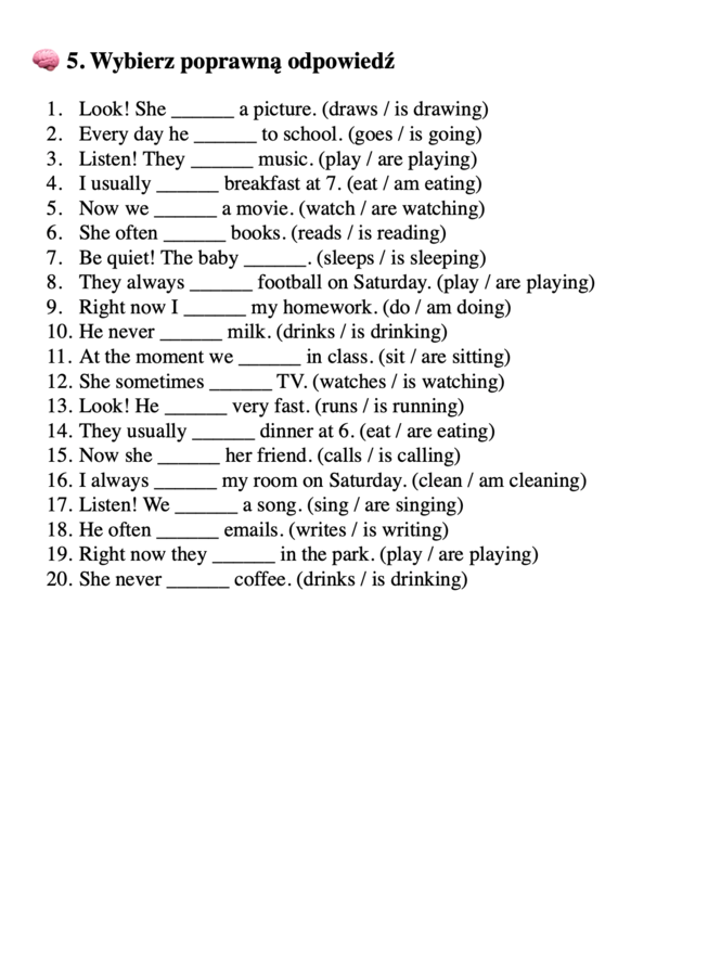 Present Simple vs Present Continuous- klasa 4