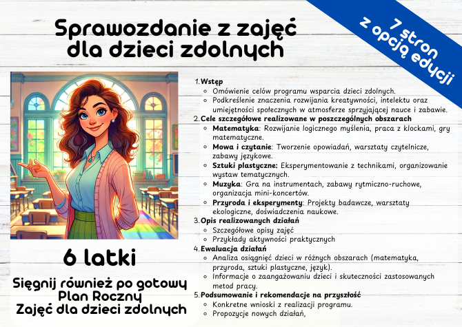 Sprawozdanie z działań rozwijających dzieci zdolne - na podstawie planu rocznego