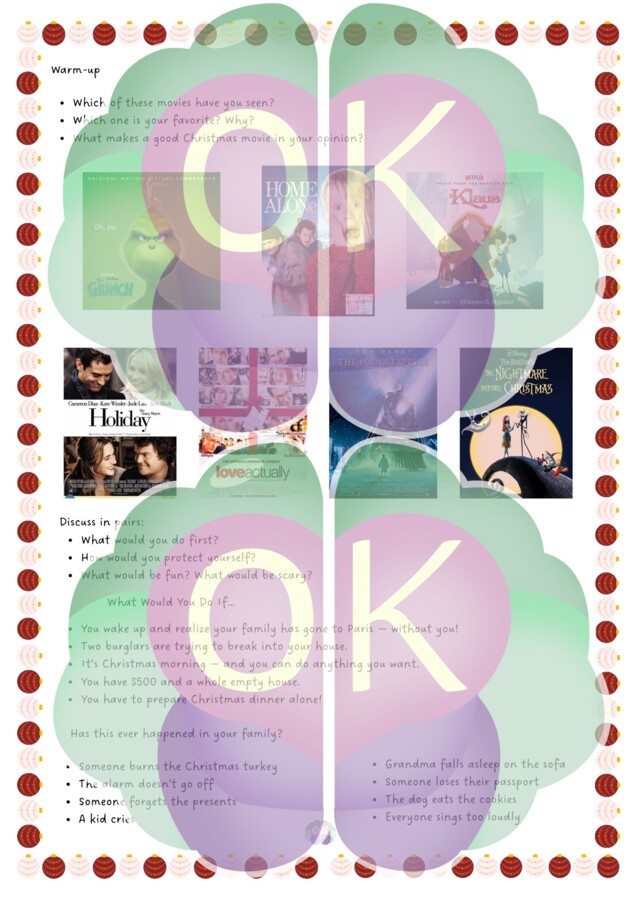 🎬 Home Alone: A Christmas Chaos – Vocabulary, Emotions & Family Fun (Materiał do nauki angielskiego na podstawie filmu „Kevin sam w domu”) – poziom A2–B2, 6 stron, Kevin sam w domu, święta, film po angielsku, słuchanie, mówienie, pisanie, słownictwo, emo