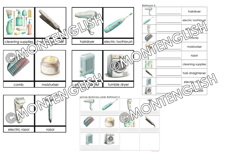 Zestaw kart obrazkowych: IN THE BATHROOM SET 3