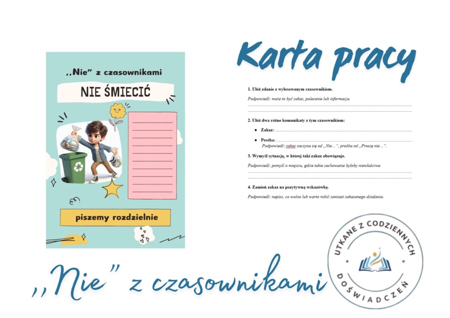 „NIE z czasownikami” (Losuję kartę – wykonuję zadania)