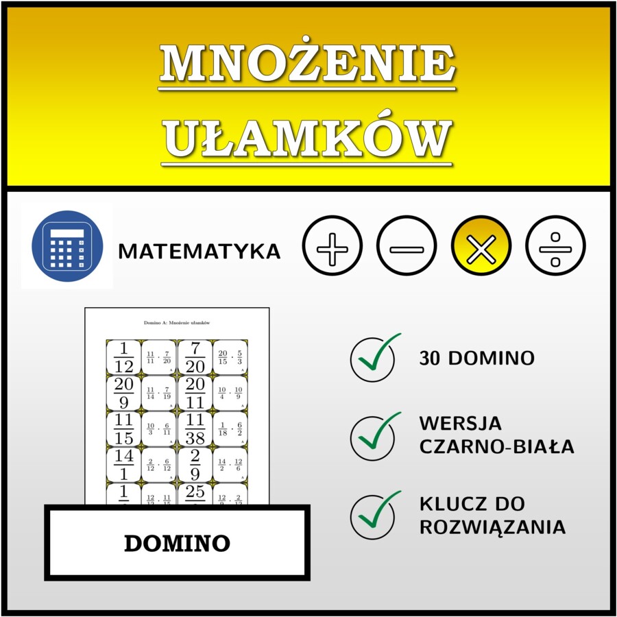 Domino - Mnożenie ułamków | matematyka
