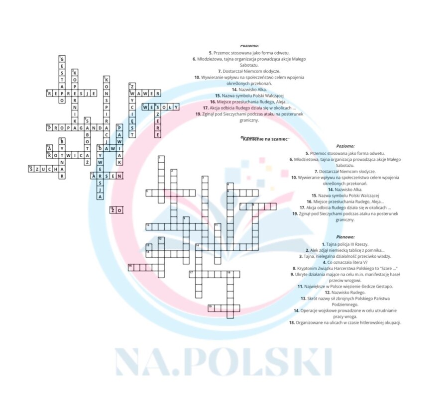 "Kamienie na szaniec" - krzyżówka z kluczem