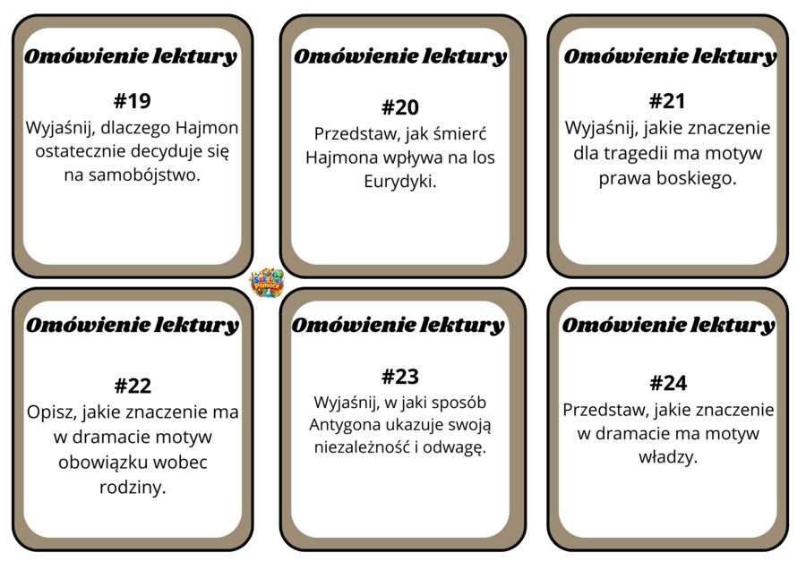 Antygona - karty z pytaniami
