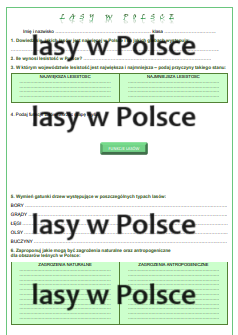 Lasy w Polsce - karta pracy