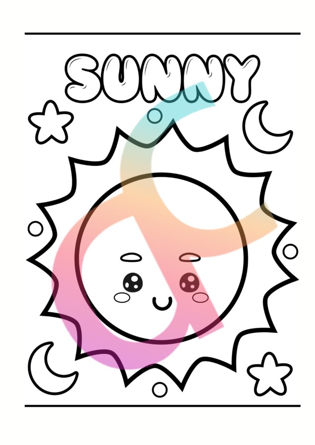 Język angielski - Pogoda - karty do kolorowania dla dzieci; przedszkole