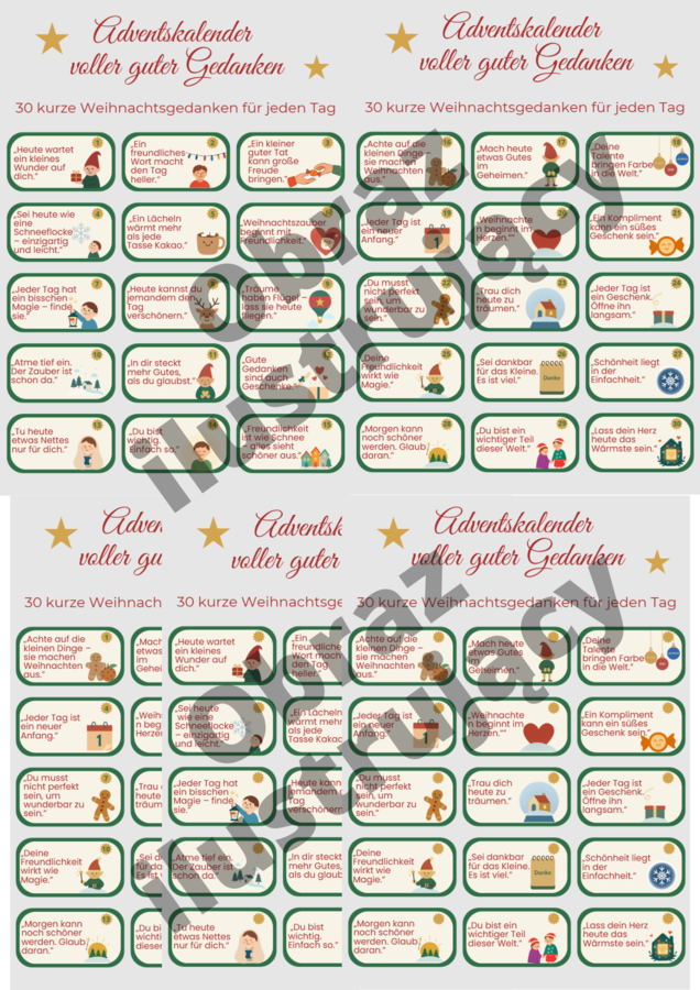 Adventskalender voller guter Gedanken – zestaw 30 świątecznych myśli po niemiecku (z ilustracjami)