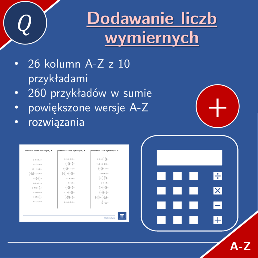 Dodawanie liczb wymiernych | matematyka | 26 kolumn