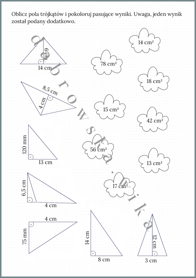 Pole trójkąta - karta pracy