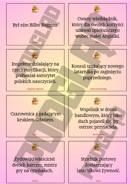 Lekturowe bingo - szkoła podstawowa