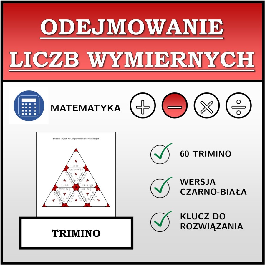 Trimino - Odejmowanie liczb wymiernych | matematyka
