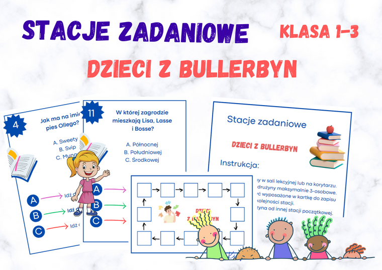 Stacje zadaniowe - Dzieci z Bullerbyn, klasa 1-3