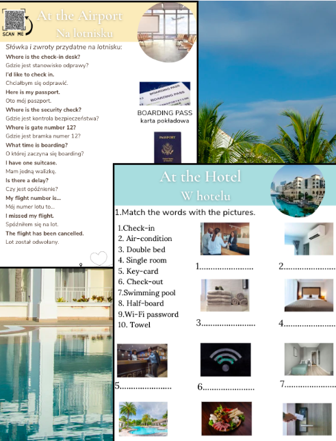 🧳 „Angielski w podróży: Lotnisko & Hotel – MEGA PAKIET tematyczny A2–B1” 📦 2 w 1! Zestaw PDF z ćwiczeniami, dialogami i przydatnymi zwrotami – taniej w pakiecie!