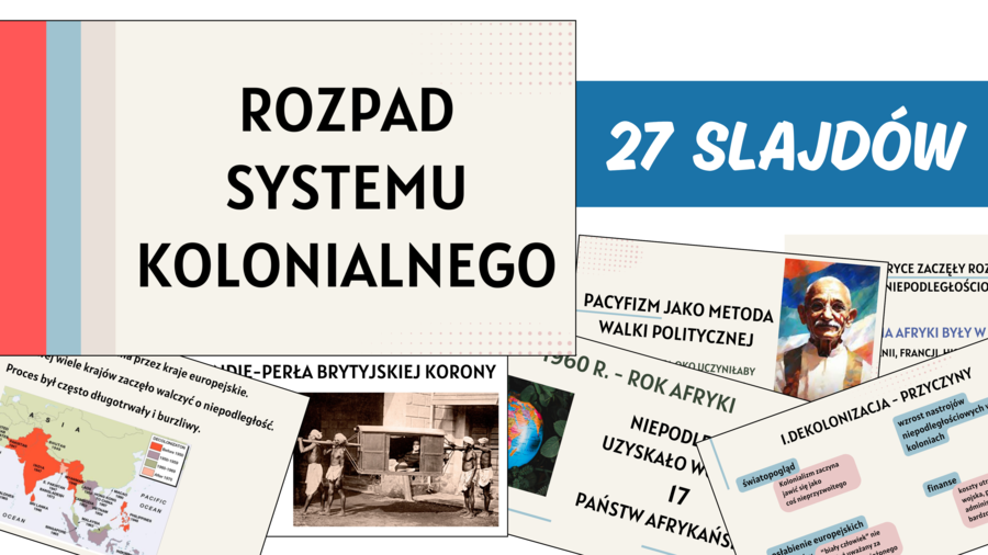 Prezentacja - Rozpad systemu kolonialnego – klasa 8 SP (27 slajdów)/dekolonizacja/możliwość edycji