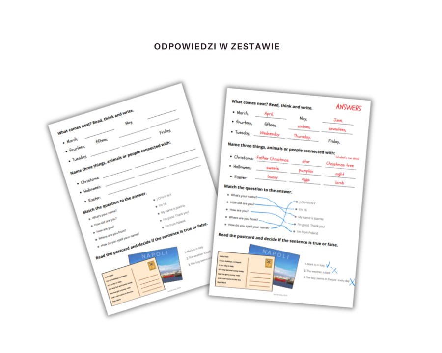Grade 1-3 vocabulary revision worksheet - karta pracy na powtórzenie słownictwa z klas 1-3 dla klasy 4, język angielski