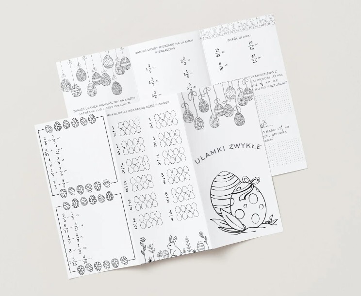 Ułamki zwykłe. Dodawanie, odejmowanie, skracanie. WIelkanoc.