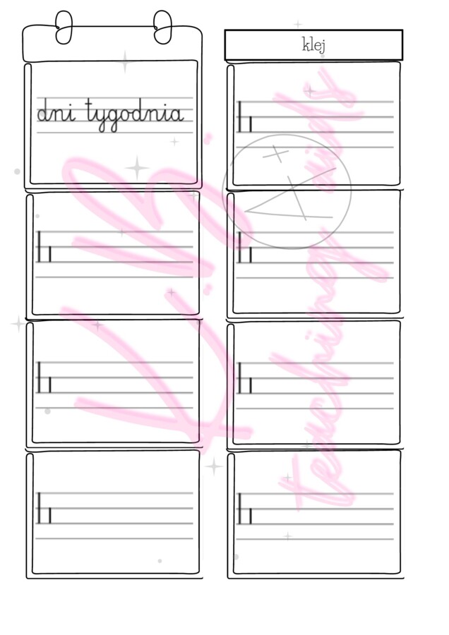 Dni tygodnia - składana wklejka - powtórka - klasa 2