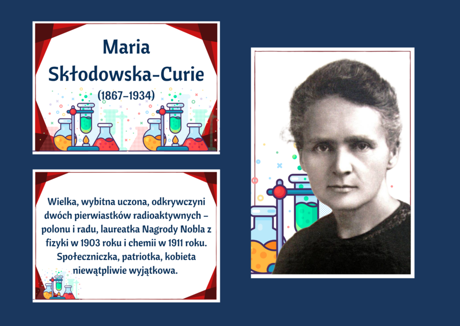 MARIA SKŁODOWSKA – CURIE – gazetka – biblioteka – świetlica – 21 stron – wersja 3