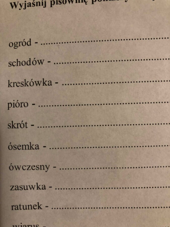 Pisownia wyrazów z ó i u. Sprawdzian ortograficzny/karta pracy