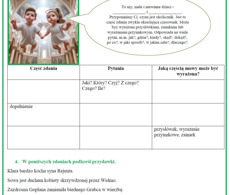 Powtórz przed egzaminem - części zdania, dramat