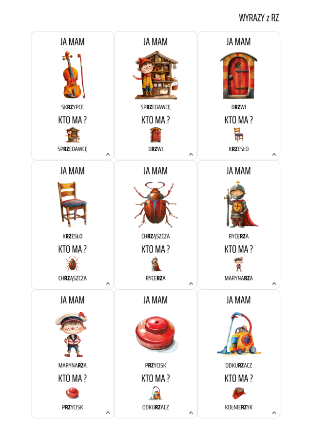 Ja mam ... Kto ma ...? - wyrazy z rz