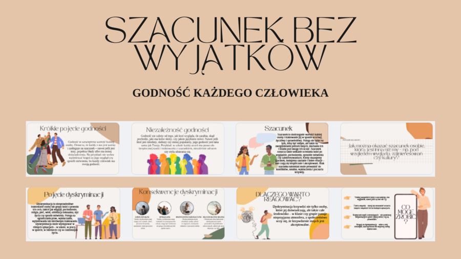 Edukacja Zdrowotna, Godzina wychowawcza- PREZENTACJA- SZACUNEK BEZ WYJĄTKÓW-GODNOŚĆ KAŻDEGO CZŁOWIEKA– kl 8- 15 SLAJDÓW PDF