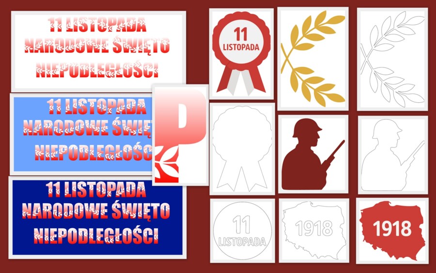 Święto niepodległości - napis plus szablony