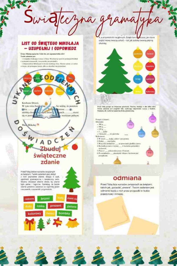 Świąteczna gramatyka w praktyce — zestaw, który dzieci pokochają