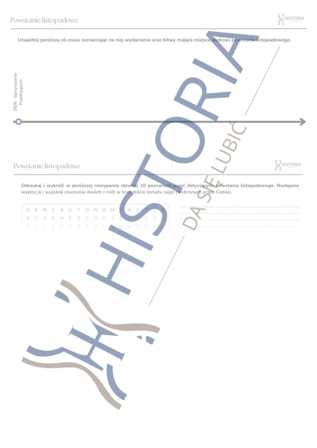 Karta pracy - Powstanie listopadowe