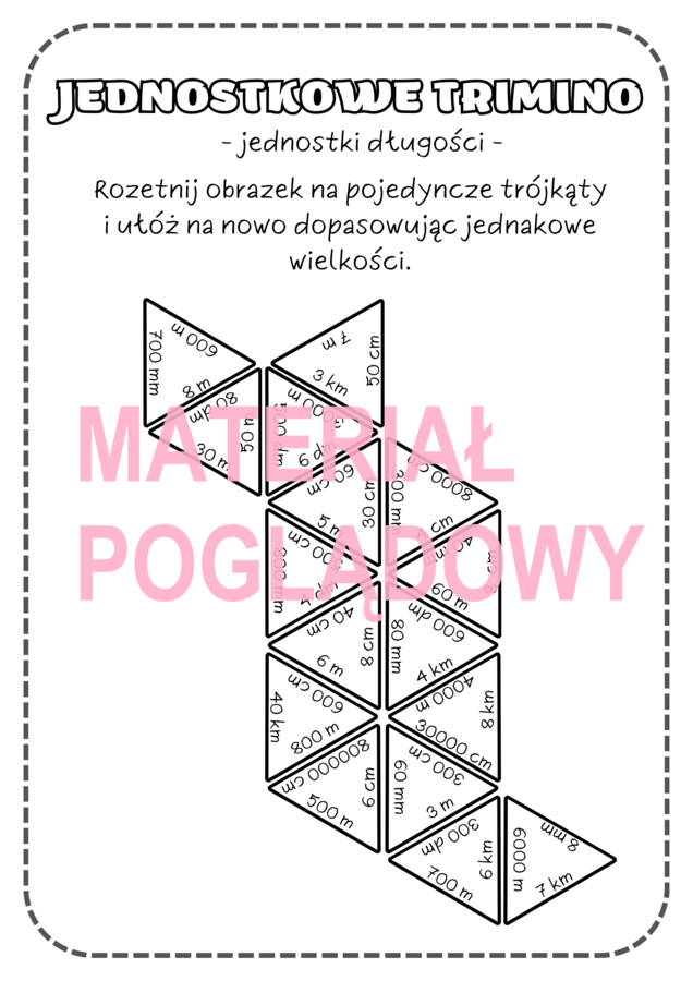 TRIMINO - zamiana jednostek długości (bez ułamków i wyrażeń dwumianowanych)