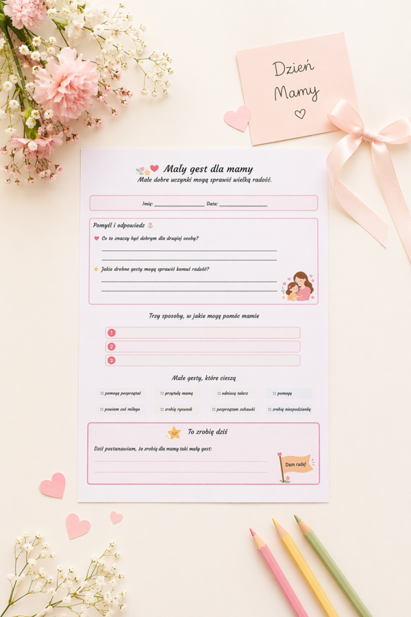 Mały gest dla mamy – karta wychowawcza