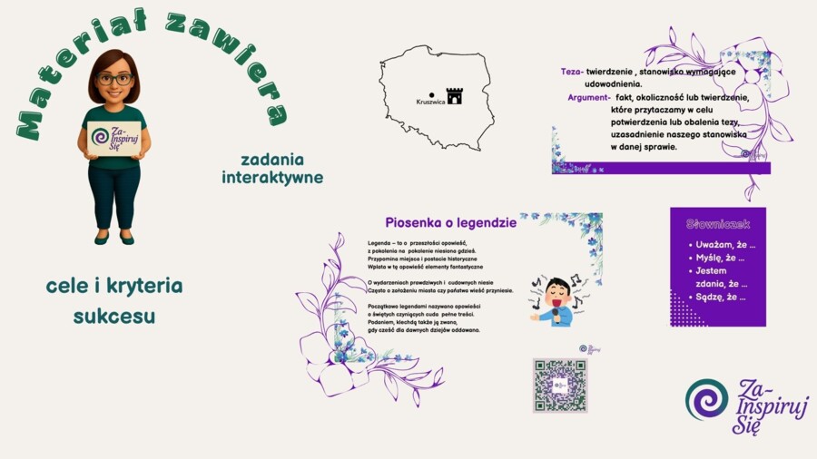 Legendy w kl. IV-VI - scenariusze lekcji , karty pracy