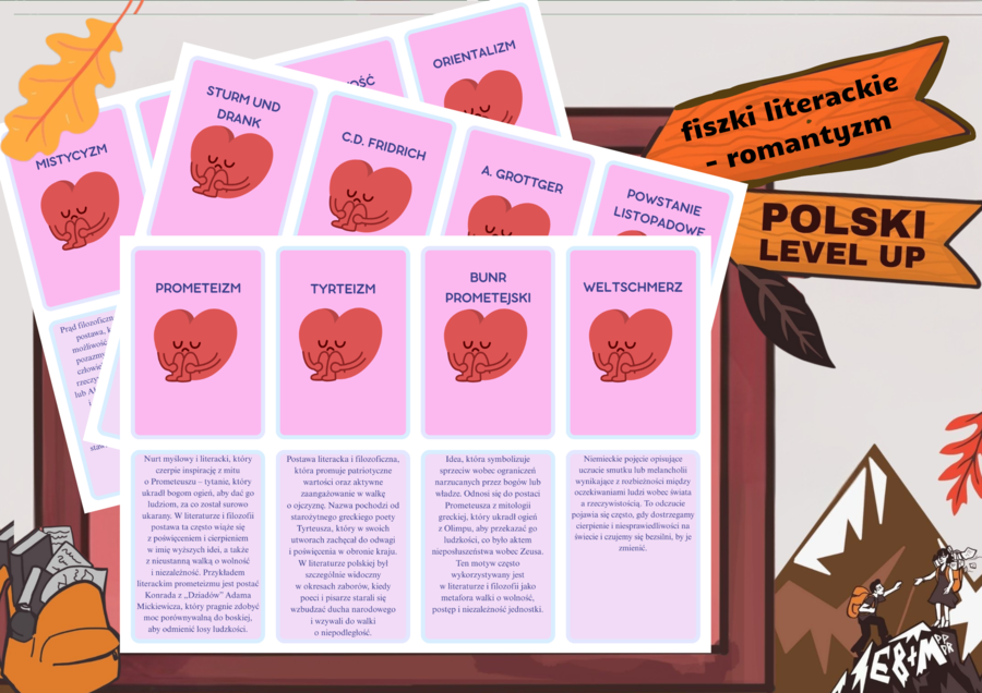 Fiszki literackie_romantyzm_Polski Level Up