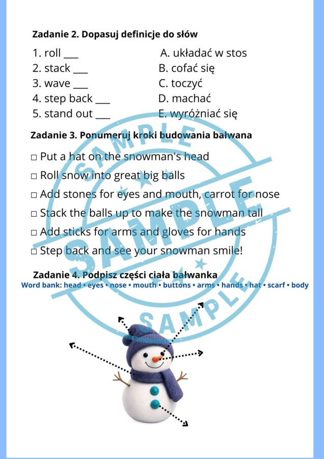 Let's make a snowman - Zimowa karta pracy
