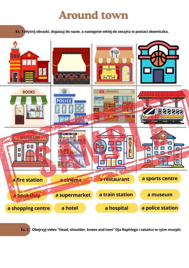 Stars and Heroes 2 Unit 3 Around town - karty pracy